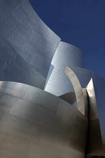 USA, California, Los Angeles, The Walt Disney Concert Hall modern silver exterior designed by Frank Gehry