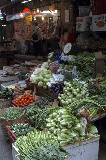 HONG KONG, General, Display of goods on a vegetable market stall