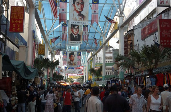 MALAYSIA, Kuala Lumpur, Chinatown, View along a covered market street lined with stalls