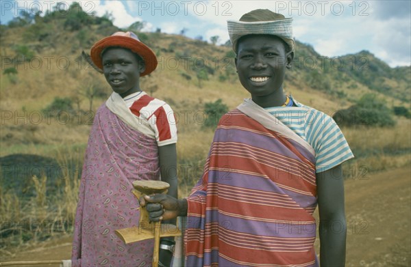 UGANDA, Karamoja, Tribal People, Portrait of a two Karamojong men near Moroto