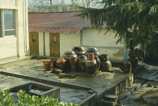 SOUTH KOREA, Food, "Earthenware pots containing Kimchi, fermented spiced vegetables that is a staple of the Korean diet."