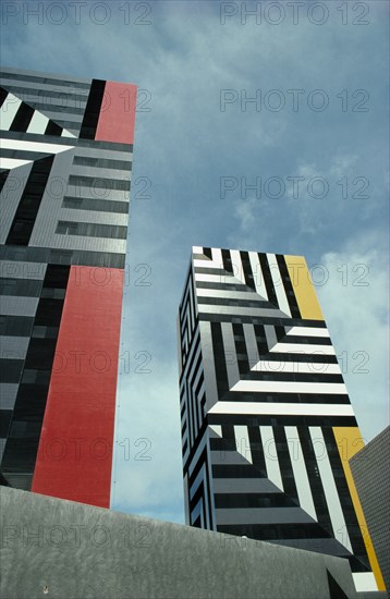 BRAZIL, Salvador, Modern apartment blocks in bold geometric design.
