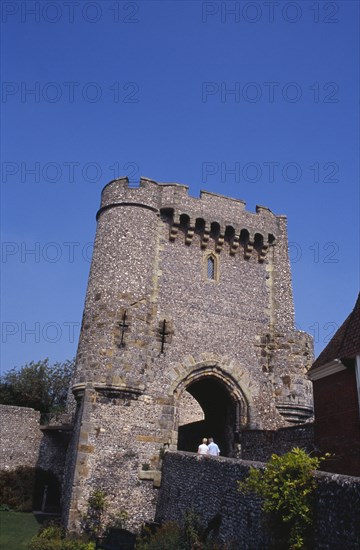 20059187 ENGLAND East Sussex Lewes Lewes Castle. View of one of the semi octagonal towers.