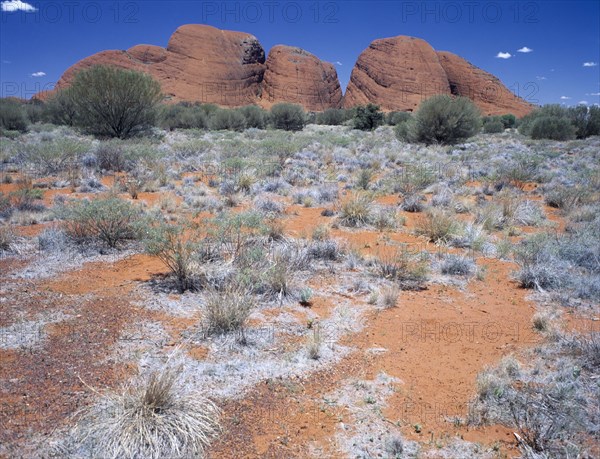 AUSTRALIA, Northern Territory, Kata Tjuta National Park, The Olgas seen from the Sunset Viewing Area