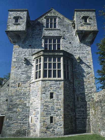 IRELAND, County Donegal, Donegal Town, Donegal Castle. View of the restored Norman Tower House originally dating from the 15th century