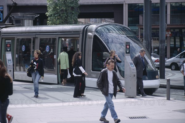 FRANCE, Alsace, Bas Rhin, Strasbourg. Modern style tram