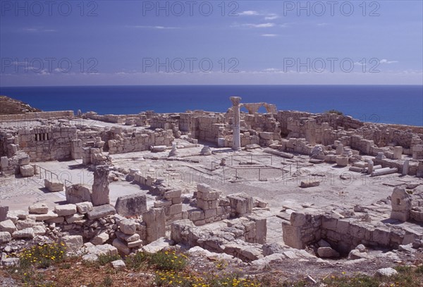 CYPRUS, Kourion, Sanctuary of Apollo Hylates and sea beyond.