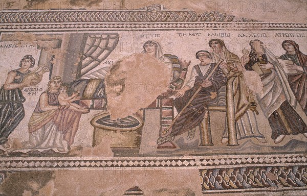 CYPRUS, Paphos, Villa of Theseus.  Detail of mosaic.