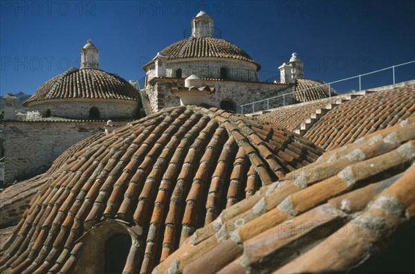 BOLIVIA, Potosi, Domed and tiled roof of San Francisco Monastery dating from c. 1707.