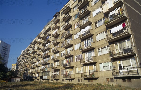 BULGARIA, Sofia, Tenement block balconies