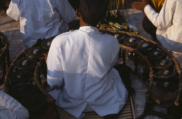 CAMBODIA, Siem Reap, Angkor Wat, Traditional Khmer percusionist accompanying shaman ceremony