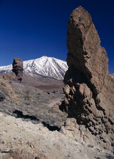 SPAIN, Canary Islands, Tenerife, Los Roques de Garcia.  Lava rock pinnacles.