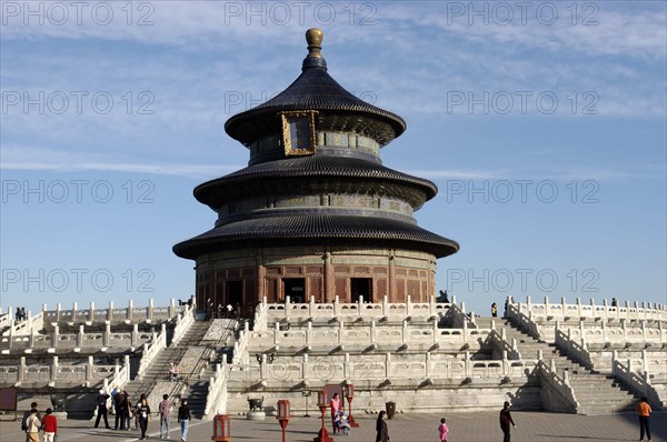 CHINA, Beijing, Tiantan Park, aka The Temple of Heaven. View of the Hall of Prayer for Good Harvests