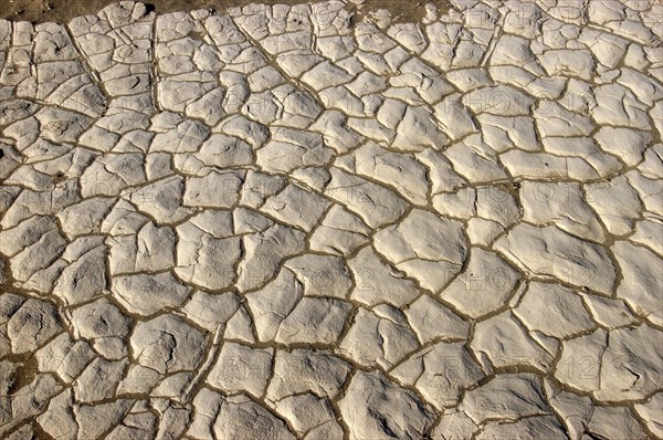 USA, California, Death Valley, Close up view of the cracked rock pathway