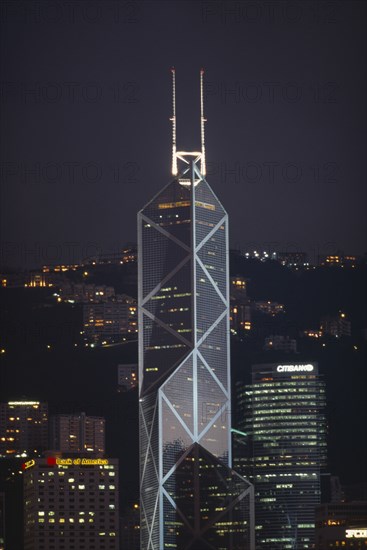 HONG KONG, General, Bank of China building at night