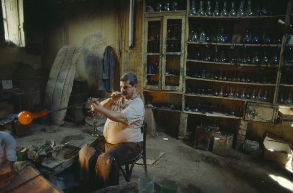 EGYPT, Cairo, Worker in glass factory