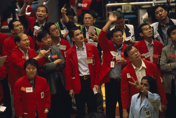 SINGAPORE, Financial District, Raffles Place, Busy Derivatives Trading Floor of the Singapore Stock Exchange. SGX