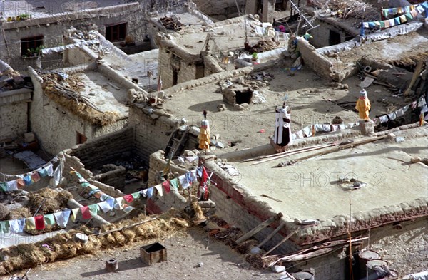 INDIA, Ladakh, Leh, View over suburbian rooftops of the city