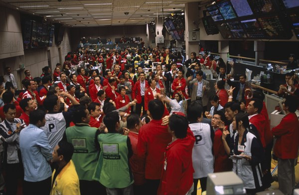 SINGAPORE, Financial District, Raffles Place, Busy Derivatives Trading Floor of the Singapore Stock Exchange. SGX