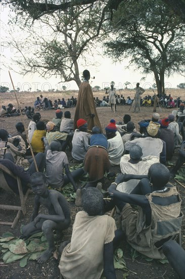 SUDAN, Wedding, Dinka clans negotiating a bride price paid in the form of a dowry of cattle.