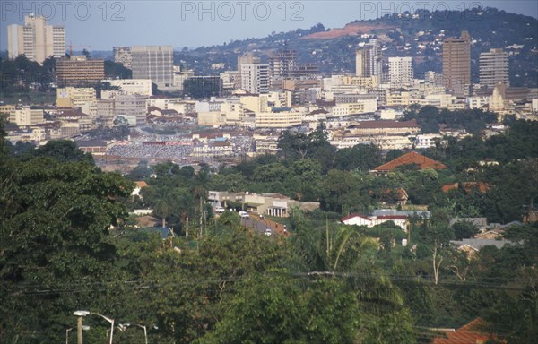 UGANDA, Kampala, City scape. View over tall buildings.