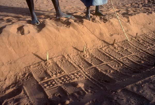 MALI, People, Divination marks left on patterns in sand by desert fox which the Dogon use to answer questions about the future