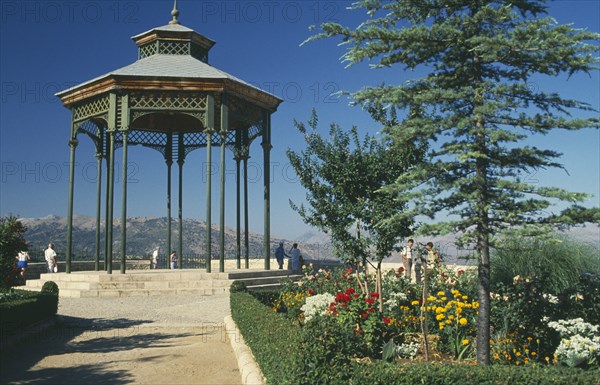 SPAIN, Andalucia, Ronda, Gardens of the Alameda del Tajo which gives stunning views of the surrounding landscape