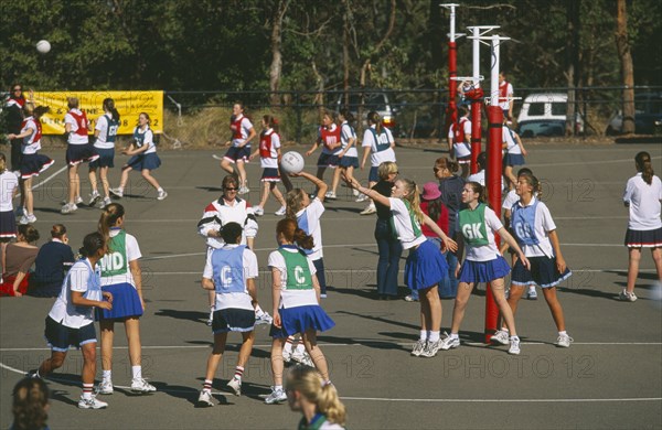 AUSTRALIA, New South Wales, Sydney, "Saturday morning netball, a classic Australian tradition in the northern suburb of Willoughby."
