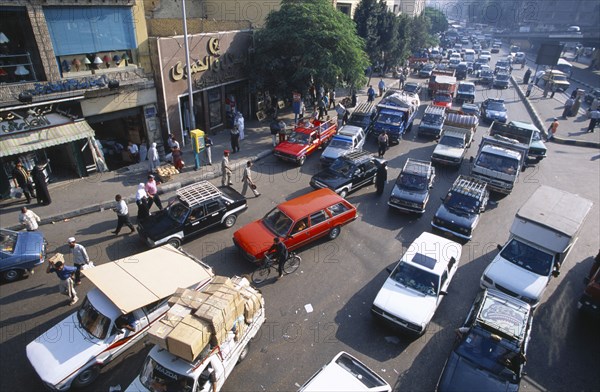 EGYPT, Cairo , Street scene and congested traffic.