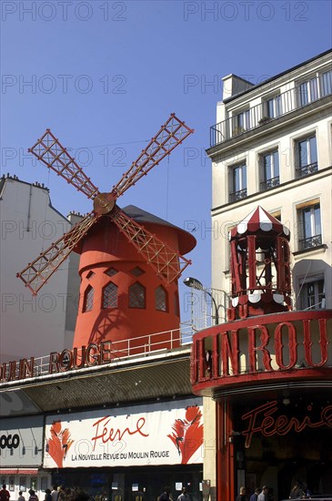 FRANCE, Ile de France, Paris, The red windmill of the Moulin Rouge