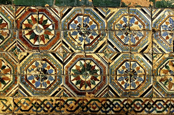 SPAIN, Andalucia, Seville, The Royal Alcazar tile detail