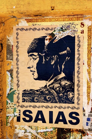 SPAIN, General, Bull fight poster showing a profile drawing of a matador