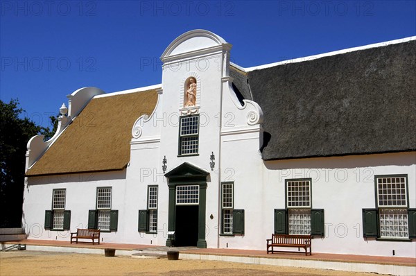 SOUTH AFRICA, Western Cape, Cape Town, Whitewashed winery facade