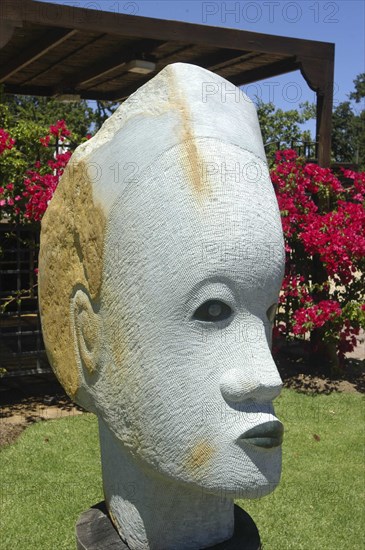 SOUTH AFRICA, Western Cape, Cape Town, Stone carved statue at a winery