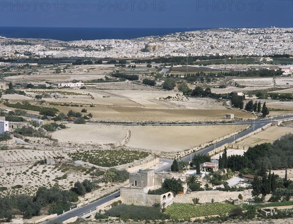 MALTA, Mdina, Most Dome. View over town from the walls of Mdina.