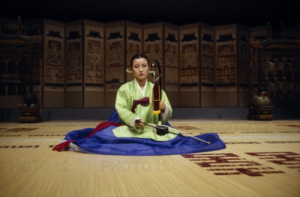 SOUTH KOREA, Arts, Woman playing traditional stringed instrument