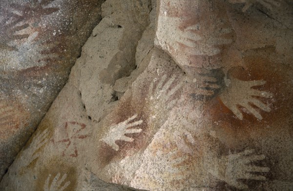 ARGENTINA, Patagonia, Santa Cruz Province, "Ancient cave paintings in Cueva de los Manos, or Cave of the Hands."