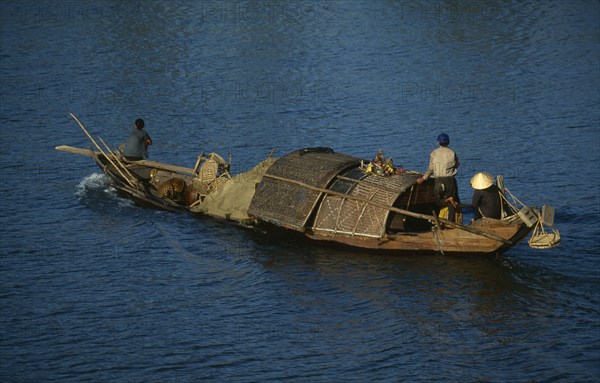 VIETNAM, Central, Hue, Typical Vietnamese houseboat on the Perfume River