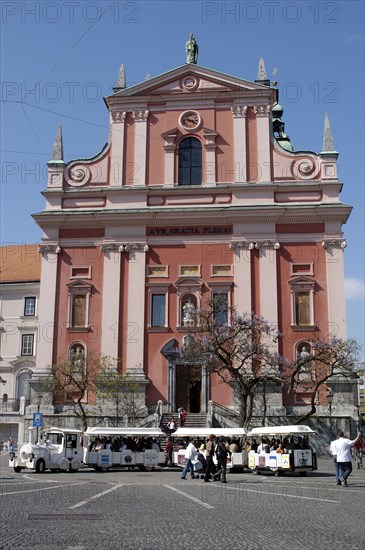 SLOVENIA, Ljubljana, Facade of the Franciscan Church of the Annunciation