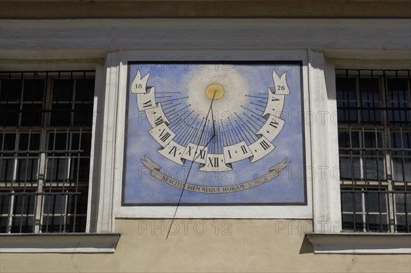 SLOVENIA, Ljubljana, Old Town. Wall mounted Sundial dated 1826