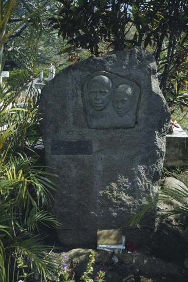 PACIFIC ISLANDS, Polynesia, French Polynesia, "Marquesas.  Hiva Oa.  Grave of the Belgian actor, director and singer Jacques Brel."