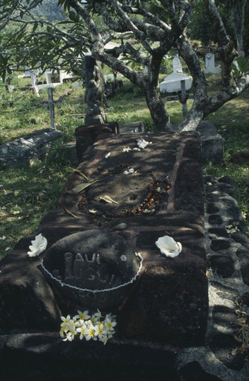 PACIFIC ISLANDS, Polynesia, French Polynesia, Marquesas.  Hiva Oa.  Grave of the painter Paul Gaugin.