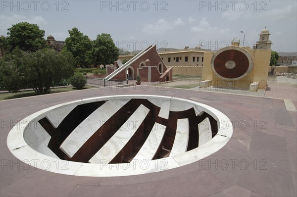 INDIA, Rajasthan, Jaipur, Observatory resessed structure at the Jantar Mantar observatory built by Jai Singh in 1728