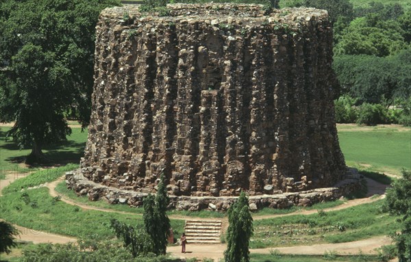 INDIA, Delhi, Uncompleted second tower of victory started by the Muslim ruler Ala ud din at the Qutab Minar complex.