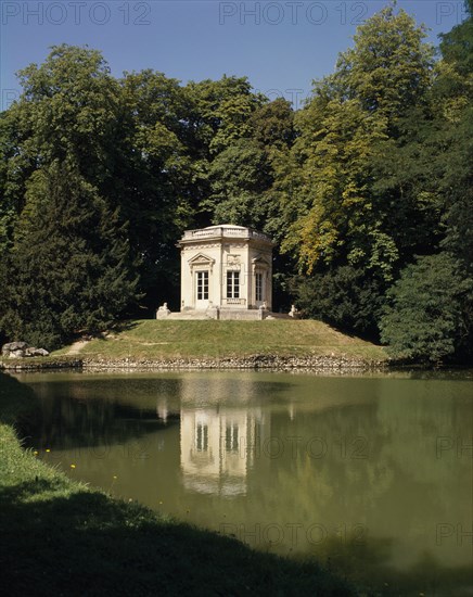 FRANCE, Ile de France, Paris, Versailles Hameau de Trianon le Moulin Lake.