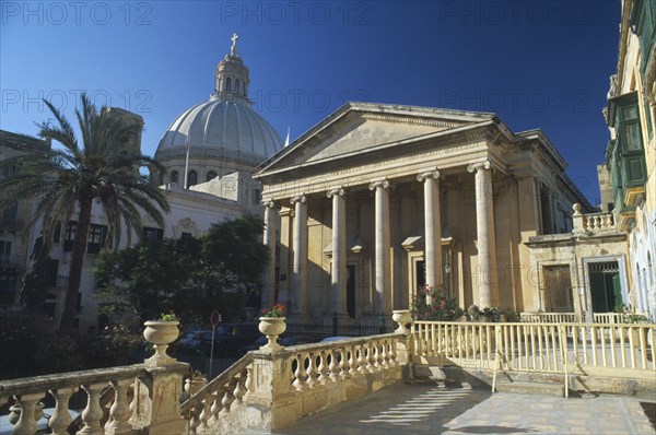 MALTA, Mdina, St Pauls Anglican Catherdral with dome of Carmelite Church behind.