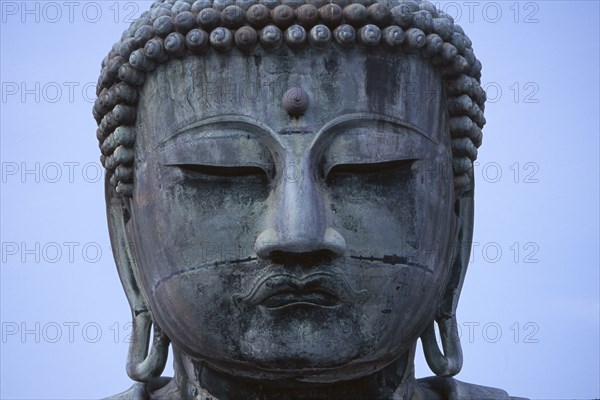 JAPAN, Honshu, Kamakura, Head of the Daibutsu aka Great Buddha statue dating from 1252