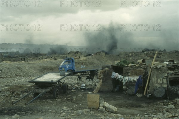 EGYPT, Environment, View over rubbish dump and shanty dwellings.