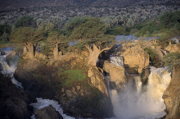 NAMIBIA, Kunene River, Epupa Falls waterfall situated on the northern border with Angola.