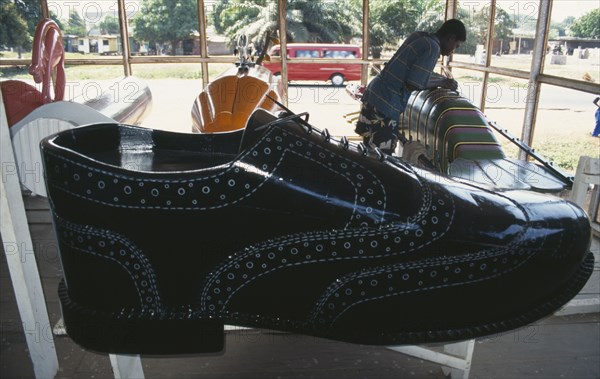 GHANA, Teshie, Customised coffins made to celebrate the life of the deceased.